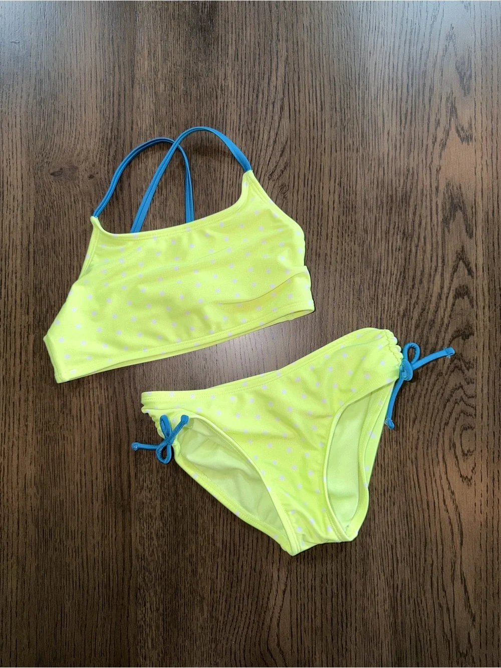 Cat & Jack Neon Yellow Polka Dot Girls' Two-Piece Bikini - Med 7/8